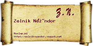 Zelnik Nándor névjegykártya